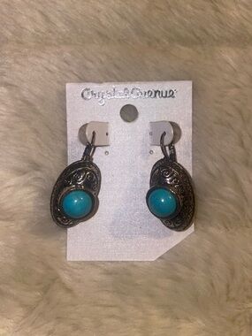 Turquoise-Accent Scroll Drop Earrings